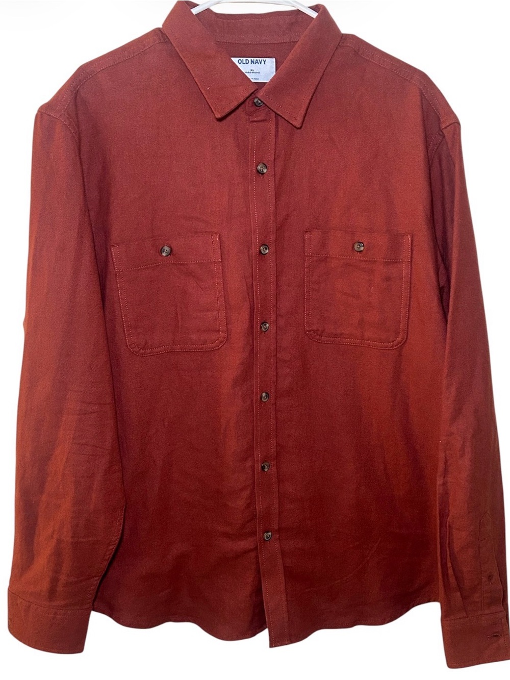 Old Navy Men's Rust Long-Sleeve Button-Up Shirt XL 100% Cotton Fall Casual